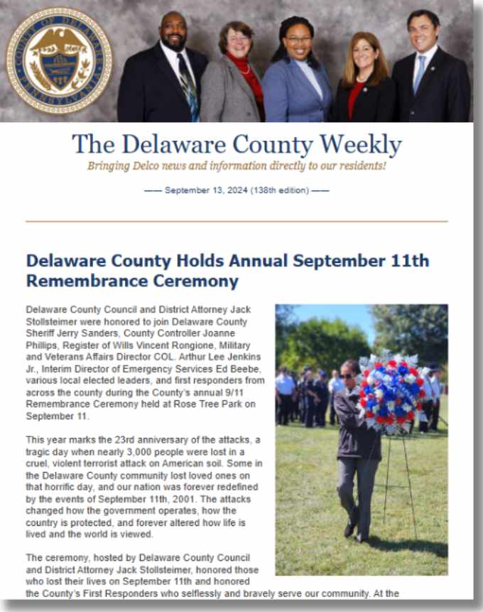 Screenshot of the 9/13/24 newsletter