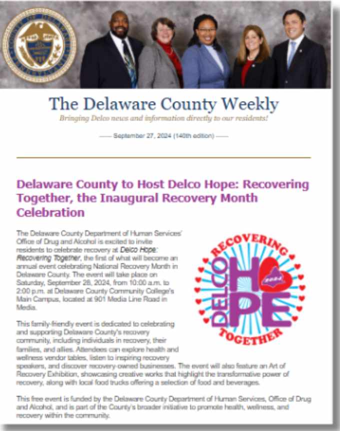Screenshot of the 9/27/24 newsletter