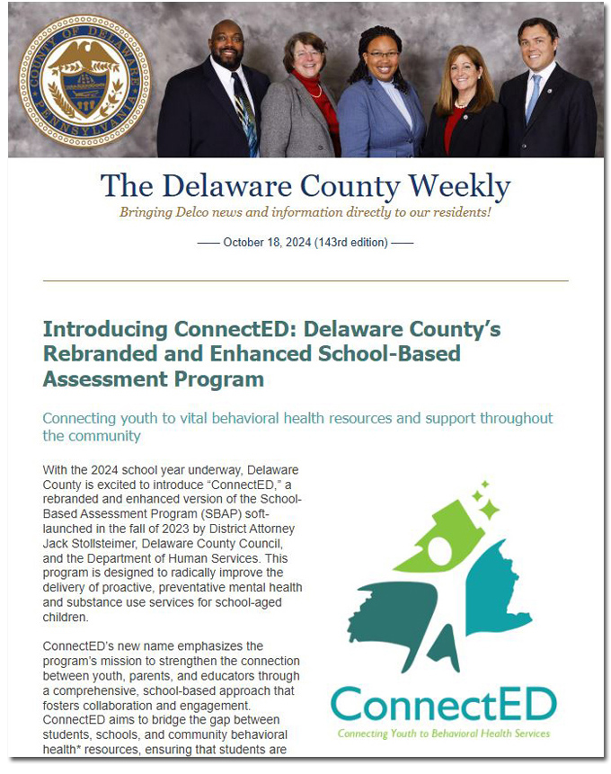 Screenshot of the 10/18/24 newsletter