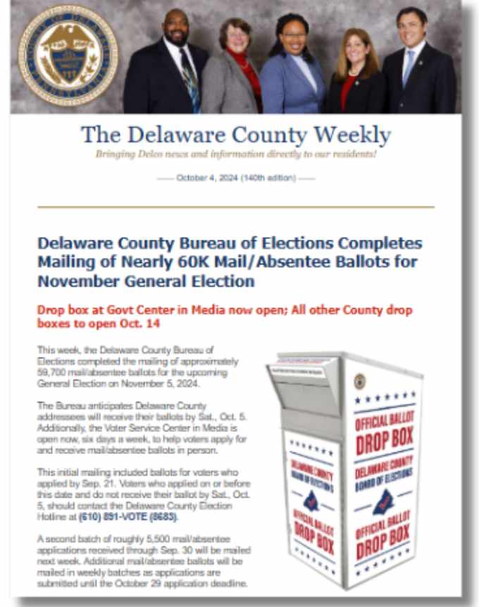 Screenshot of the 10/4/24 newsletter